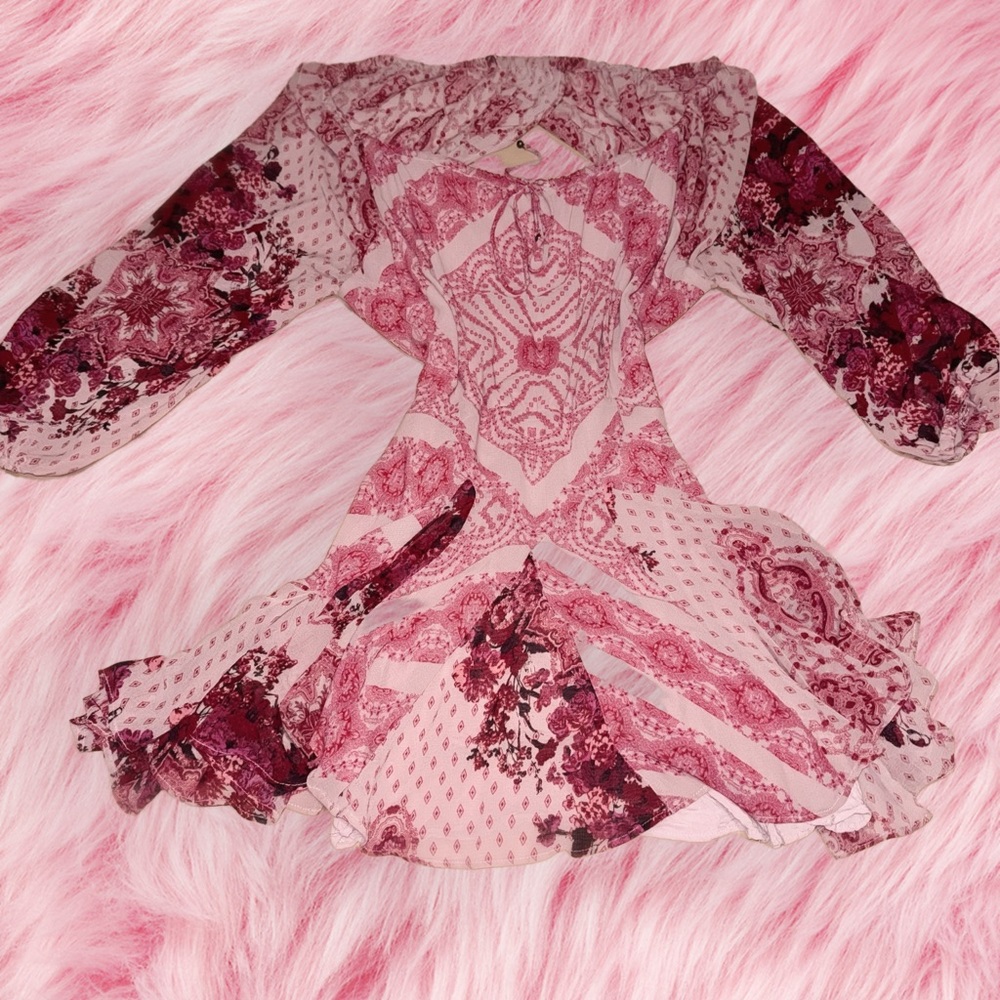 Free People Pink Floral Mini Dress